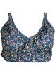 Bikini top with print and ruffle details, Petrol, Packshot image number 0