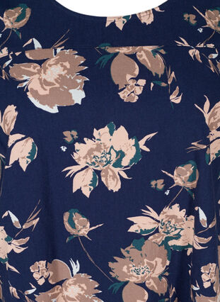 Short-sleeved, printed cotton dress, Blue Flower , Packshot image number 2