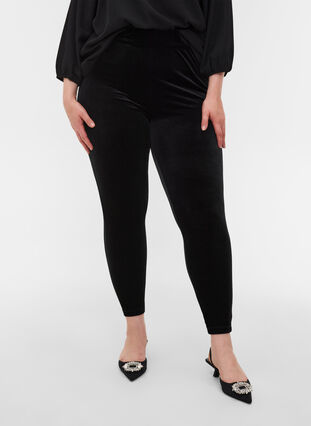 Velour leggings, Black, Model image number 2