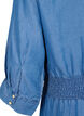 Soft denim dress with 3/4 sleeves and smock, Blue denim, Packshot image number 3