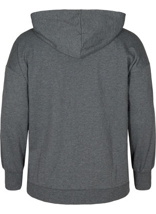 Sweat cardigan with a zip and hood, Dark Grey Melange, Packshot image number 1