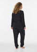 Viscose blouse with lace trim and V-neck, Black, Model image number 2