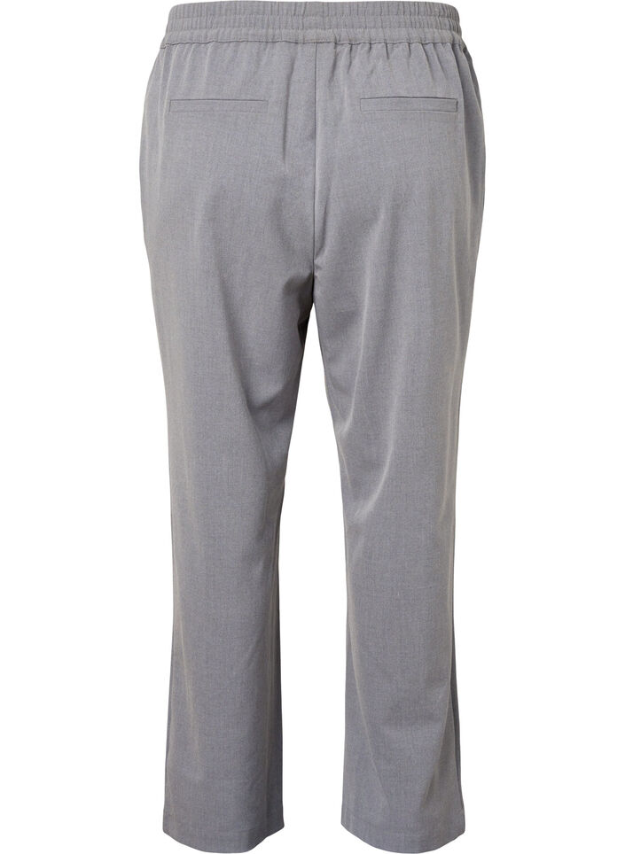 Grey melange trousers with elastic waist, Medium Grey Melange, Packshot image number 1