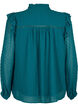 Shirt blouse with ruffles and dotted texture, Shaded Spruce, Packshot image number 1