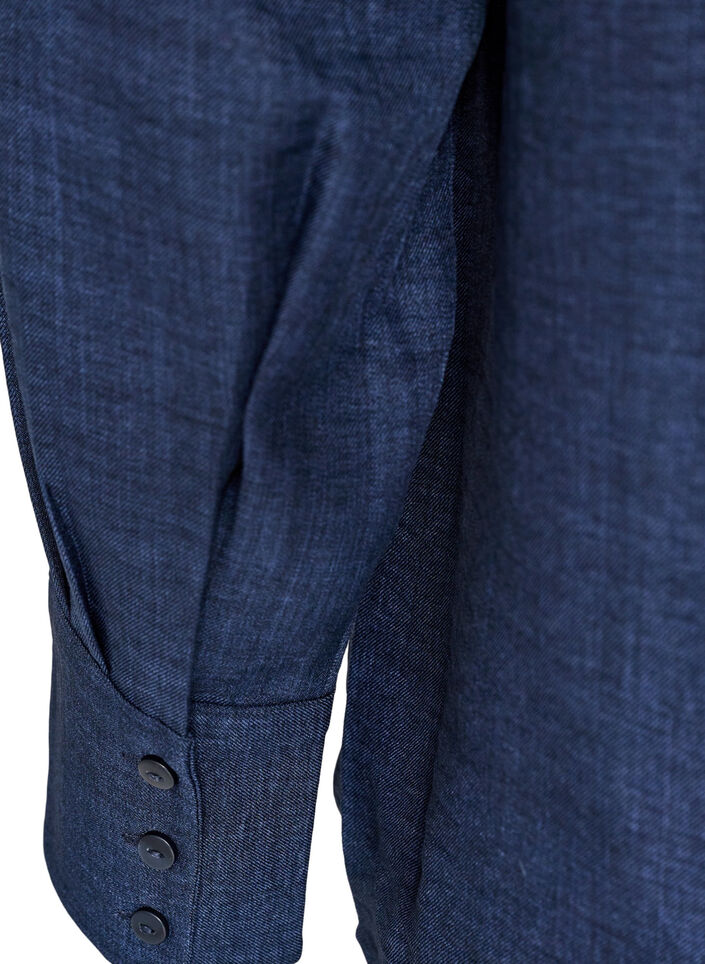 Loose shirt with V-neck, Blue, Packshot image number 3