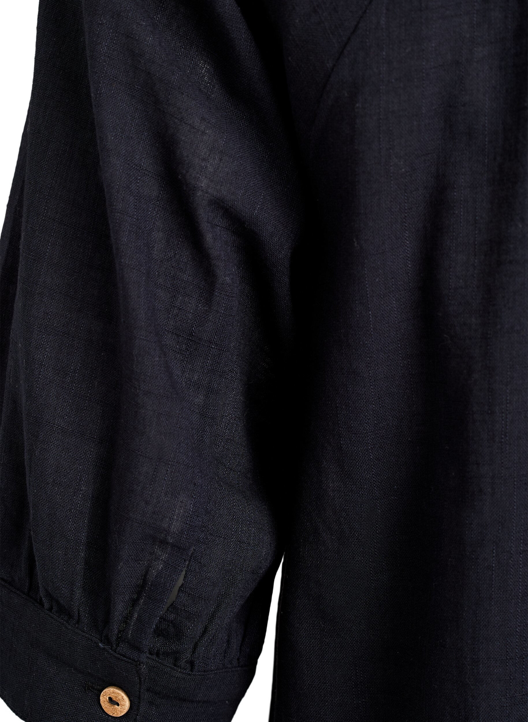 Zizzifashion Cotton tunic with a V-neck, Black, Packshot image number 3