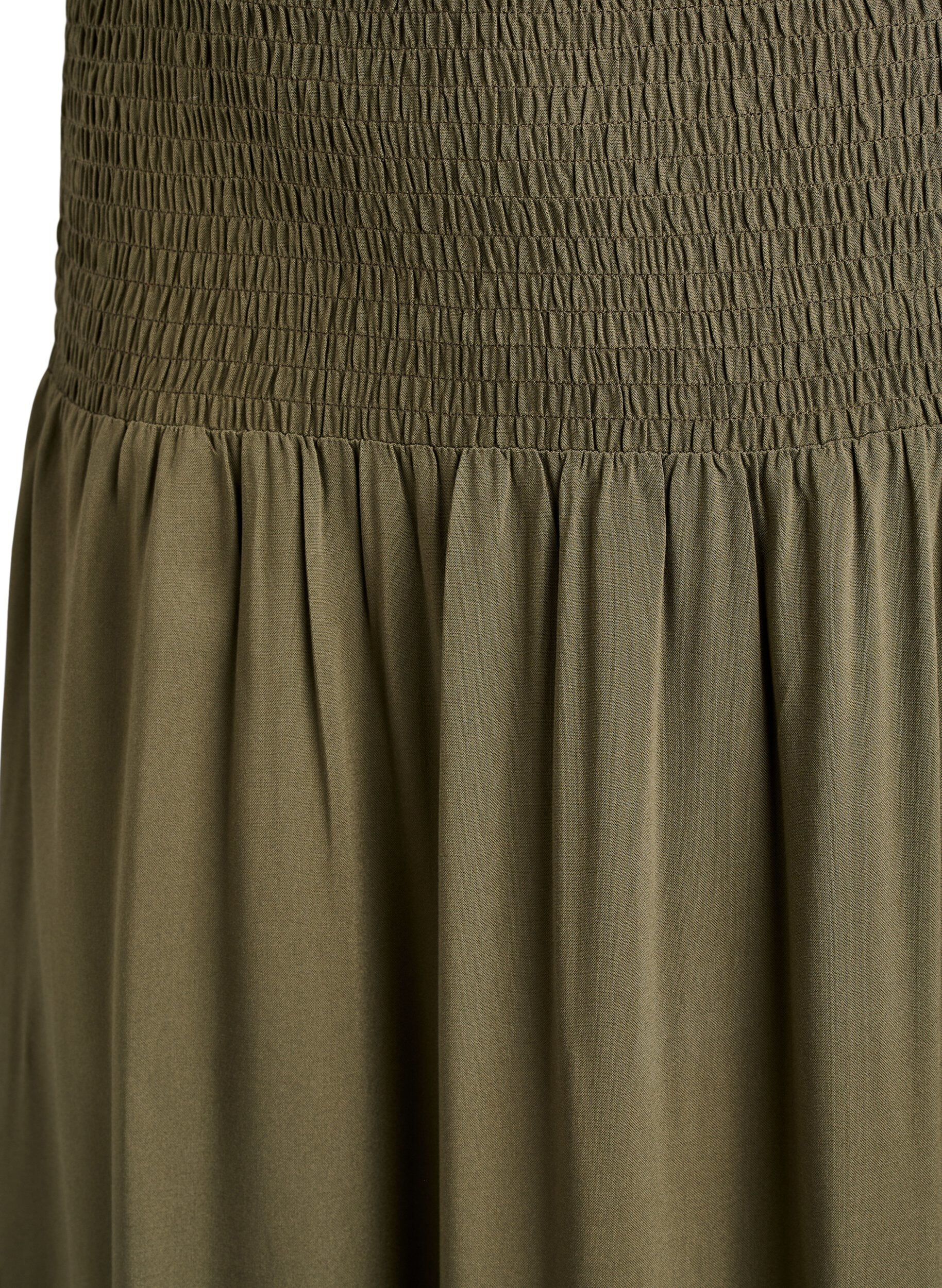 Zizzifashion FLASH - Viscose maxi skirt with smocking, Green, Packshot image number 2
