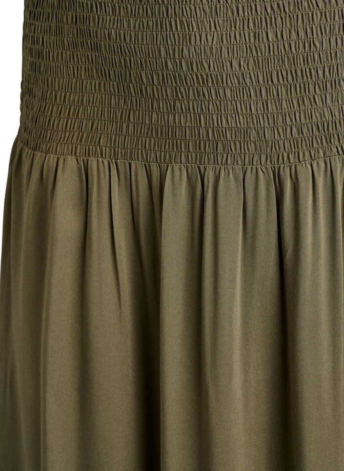 FLASH - Viscose maxi skirt with smocking, Green, Packshot image number 2