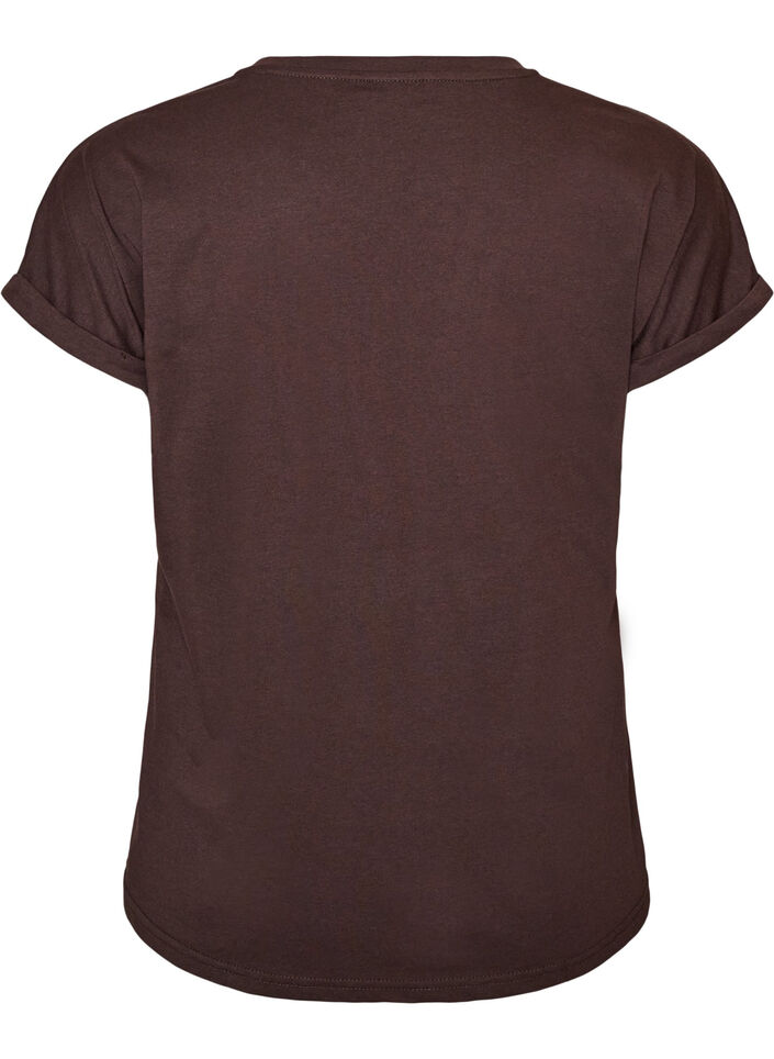 T-shirt with decorative front print, Brown, Packshot image number 1