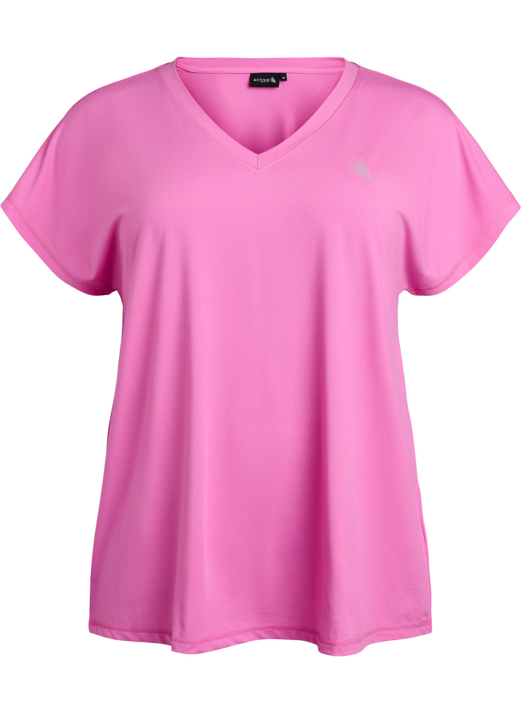 Zizzifashion Loose training t-shirt with v-neck, Pink, Packshot image number 0