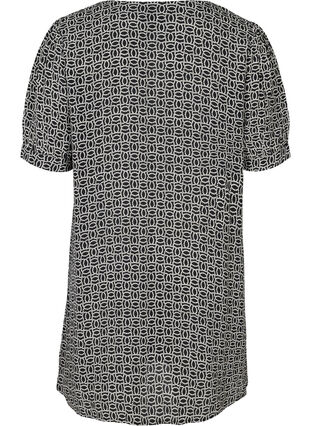 Short-sleeved viscose tunic with a graphic print, Graphic AOP, Packshot image number 1