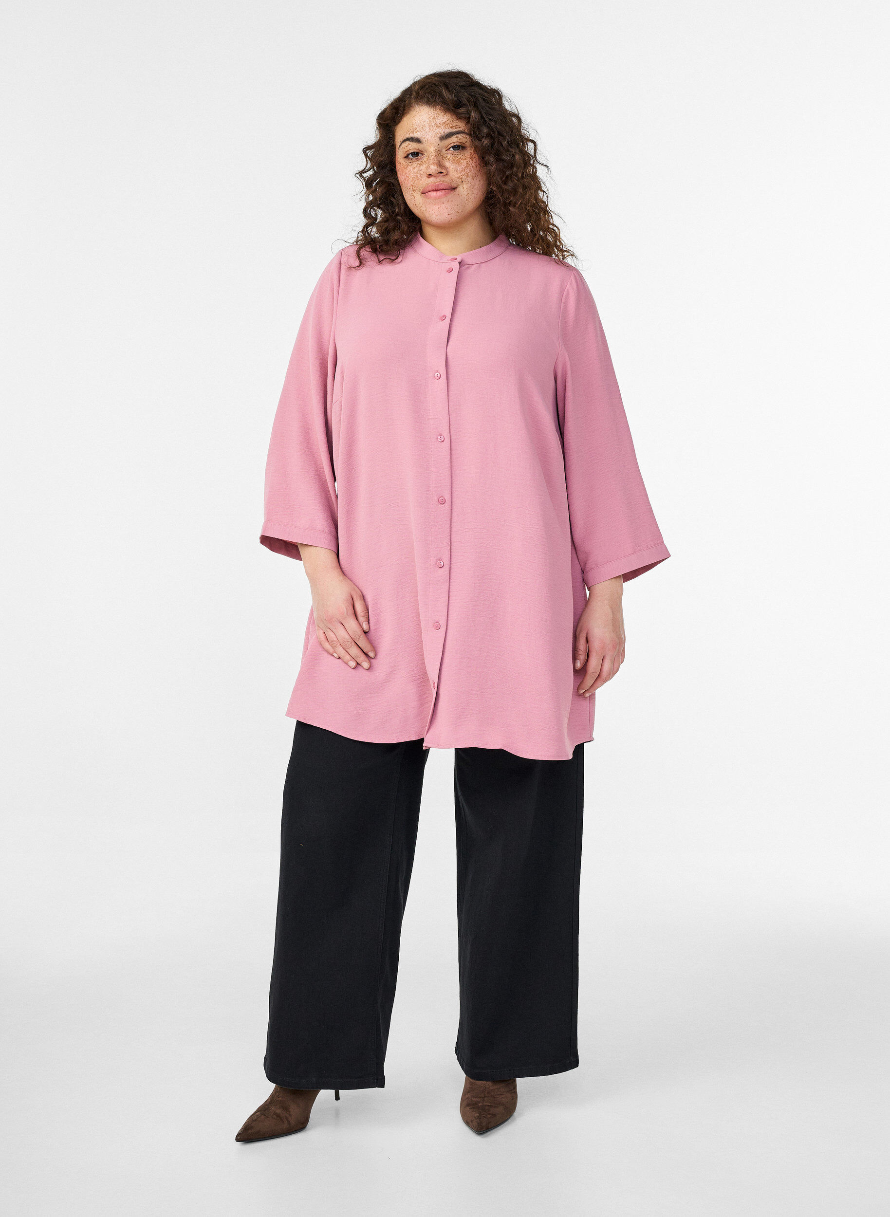 Zizzifashion Tunic with 3/4 sleeves, Rose, Model image number 1
