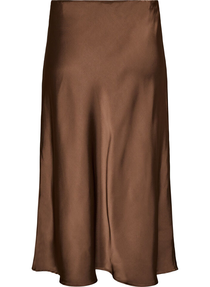 Satin midi skirt, Brown, Packshot image number 1