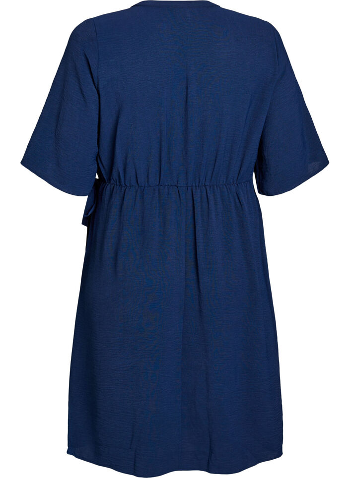 Mid-length dress with tie detail, Blue, Packshot image number 1