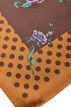 Square scarf in a satin-look with a patterned design, Brown, Packshot image number 1