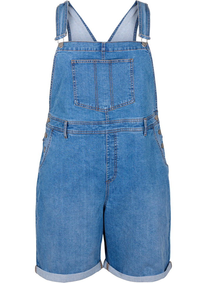 Denim overalls shorts, Light Blue, Packshot image number 0