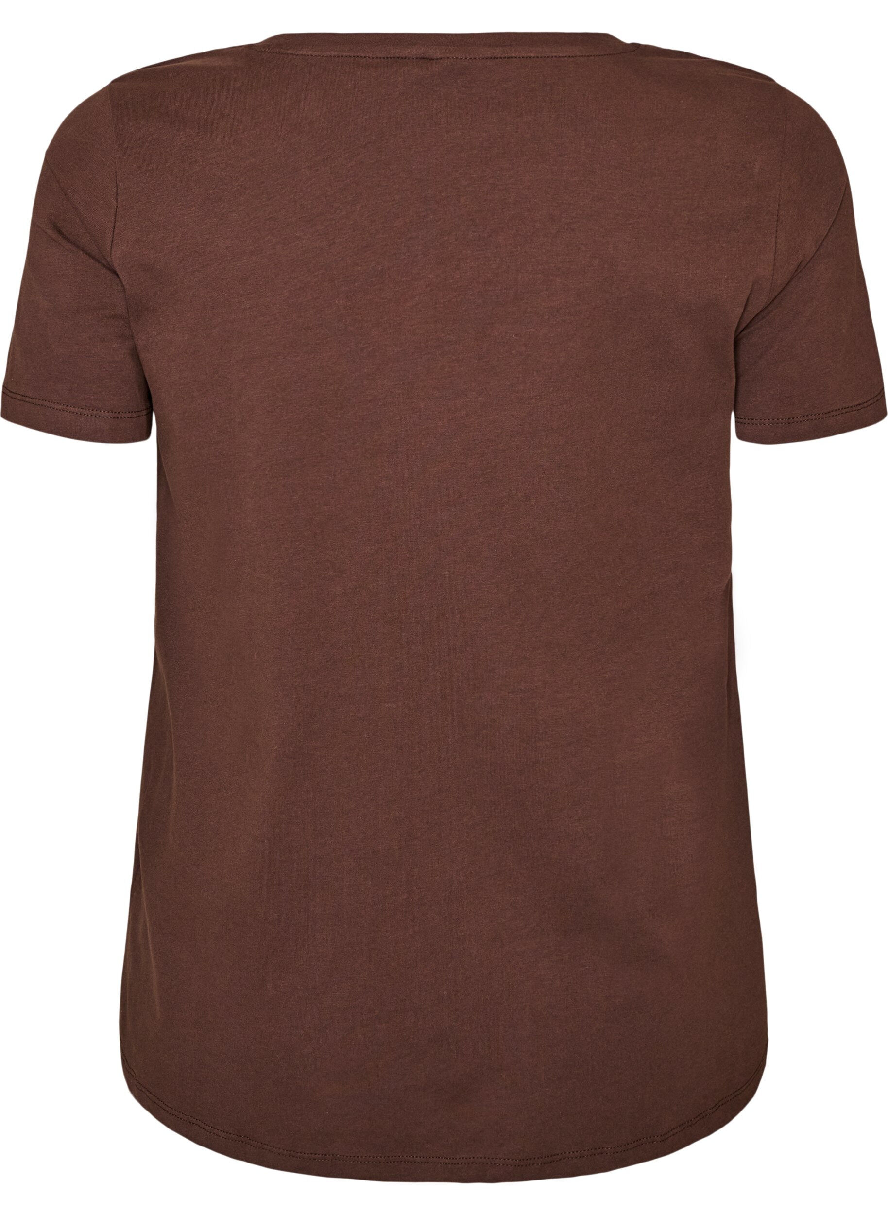 ZizzifashionBasic plain cotton t-shirt, Brown, Packshot image number 1