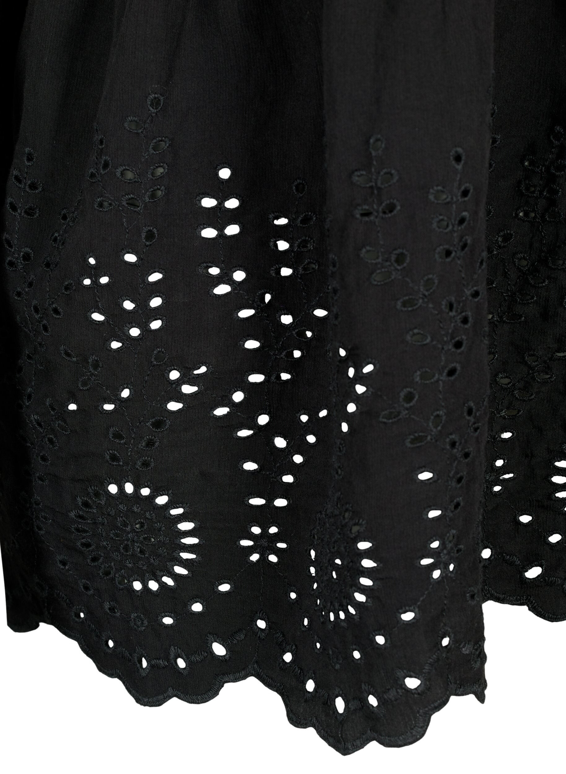 Zizzifashion Viscose blouse with embroidery anglaise, Black, Packshot image number 3