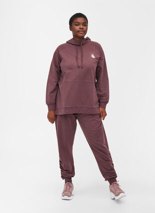 Loose joggers with ruching, Decadent Chocolate, Model image number 2