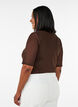 Mesh top with short sleeves and round neck, Brown, Model image number 2