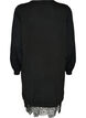 Short knitted dress with lace hem, Black, Packshot image number 1