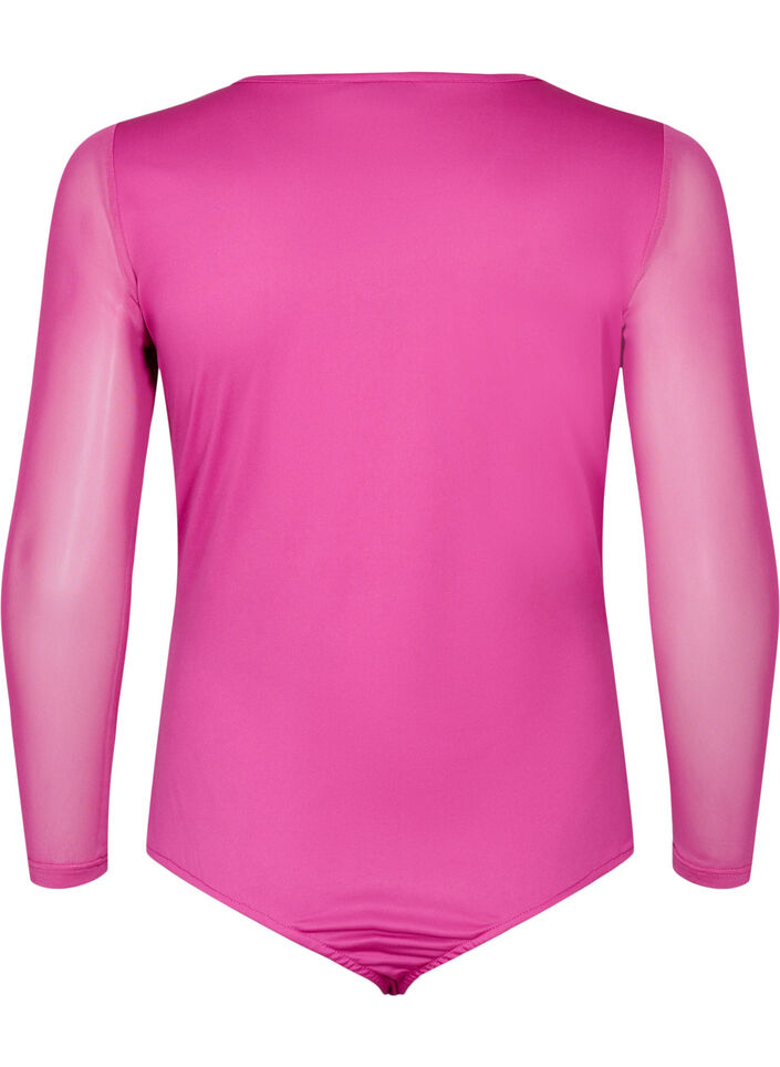 Bodystocking with lace and mesh, Fuchsia Red, Packshot image number 1