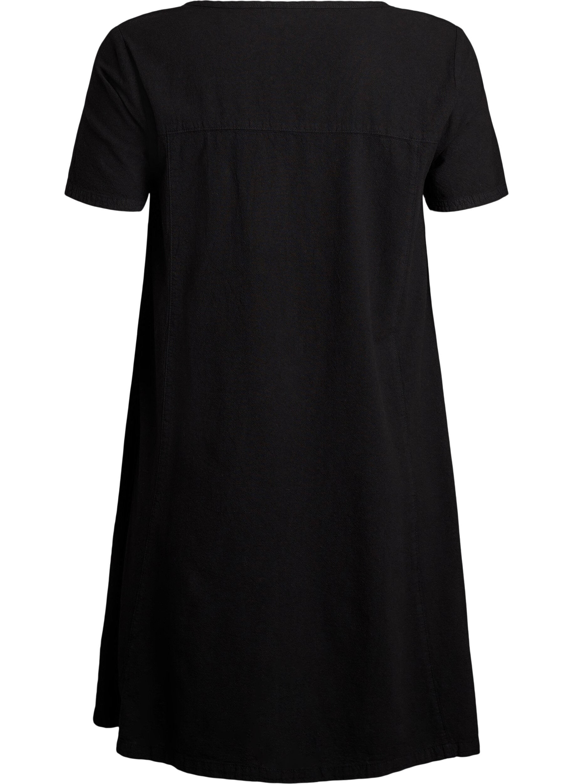 Zizzifashion Short-sleeved cotton dress, Black, Packshot image number 1