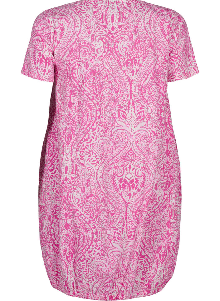 Short-sleeved, printed cotton dress, Pink, Packshot image number 1