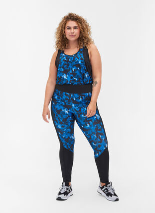 Cropped workout tights with print, Daphne Print, Model image number 2