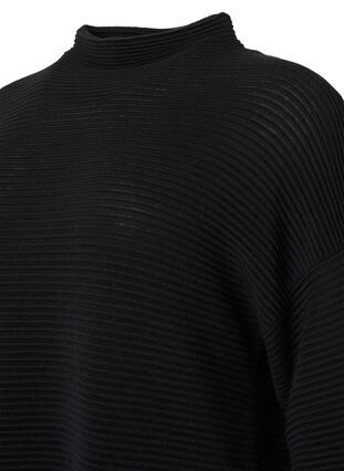 Structured knit blouse with high neck, Black, Packshot image number 3