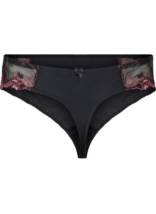 G-string with mesh and colored lace, Black Red Comb, Packshot image number 1