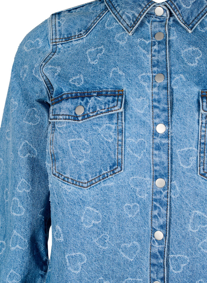 Denim dress with heart pattern, Blue, Packshot image number 2