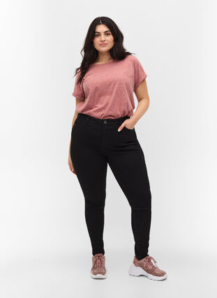 Super slim Amy jeans with high waist, Black, Model image number 0