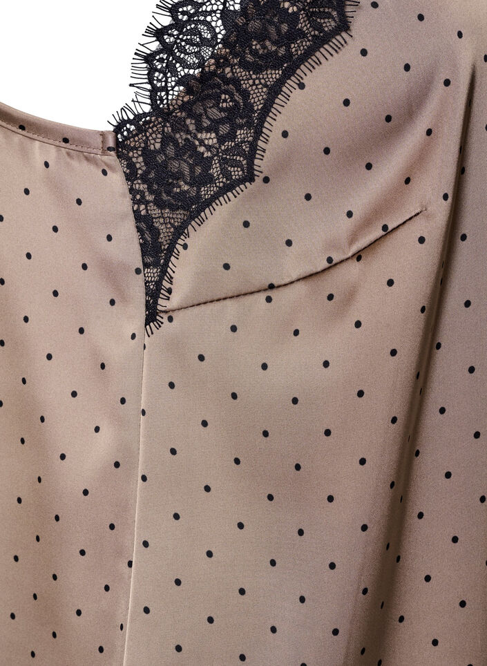 Strappy top with lace and an asymmetrical hem, Beige, Packshot image number 3