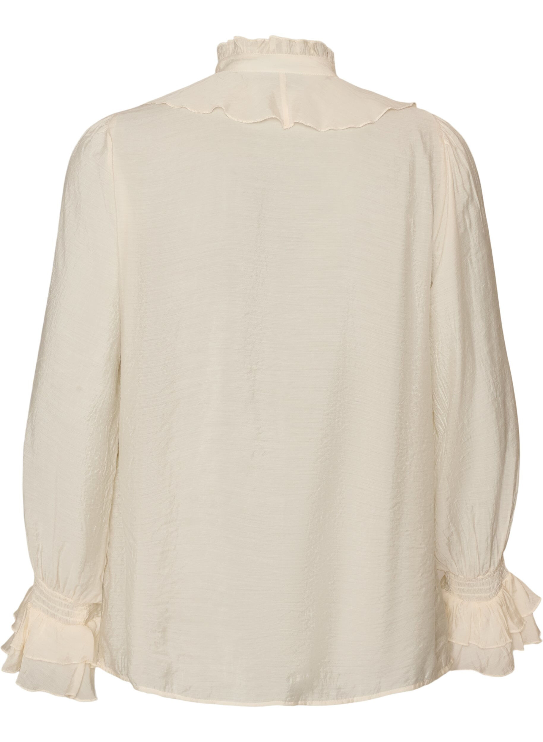 ZizzifashionViscose blouse with ruffles and long sleeves, Vanilla, Packshot image number 1