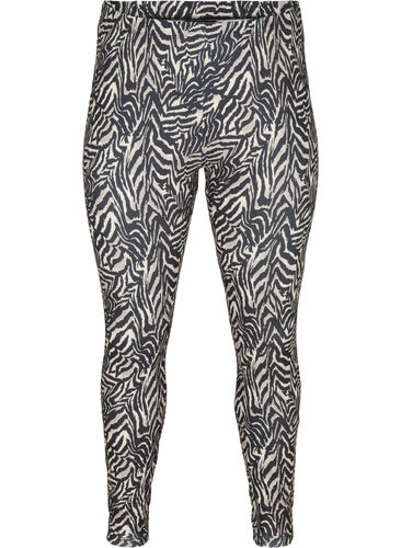 Long leggings with zebra print, Black Zebra AOP, Packshot image number 0