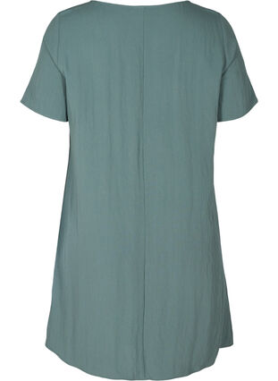 Short-sleeved viscose dress with pockets, Balsam Green, Packshot image number 1