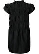 Dress with ruffles and elastic cutlines, Black, Packshot image number 1