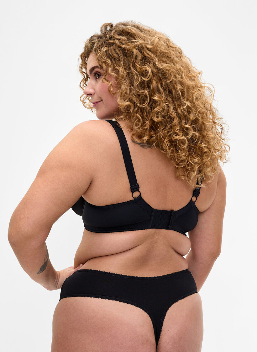 Plain-coloured underwired bra, Black, Model image number 1