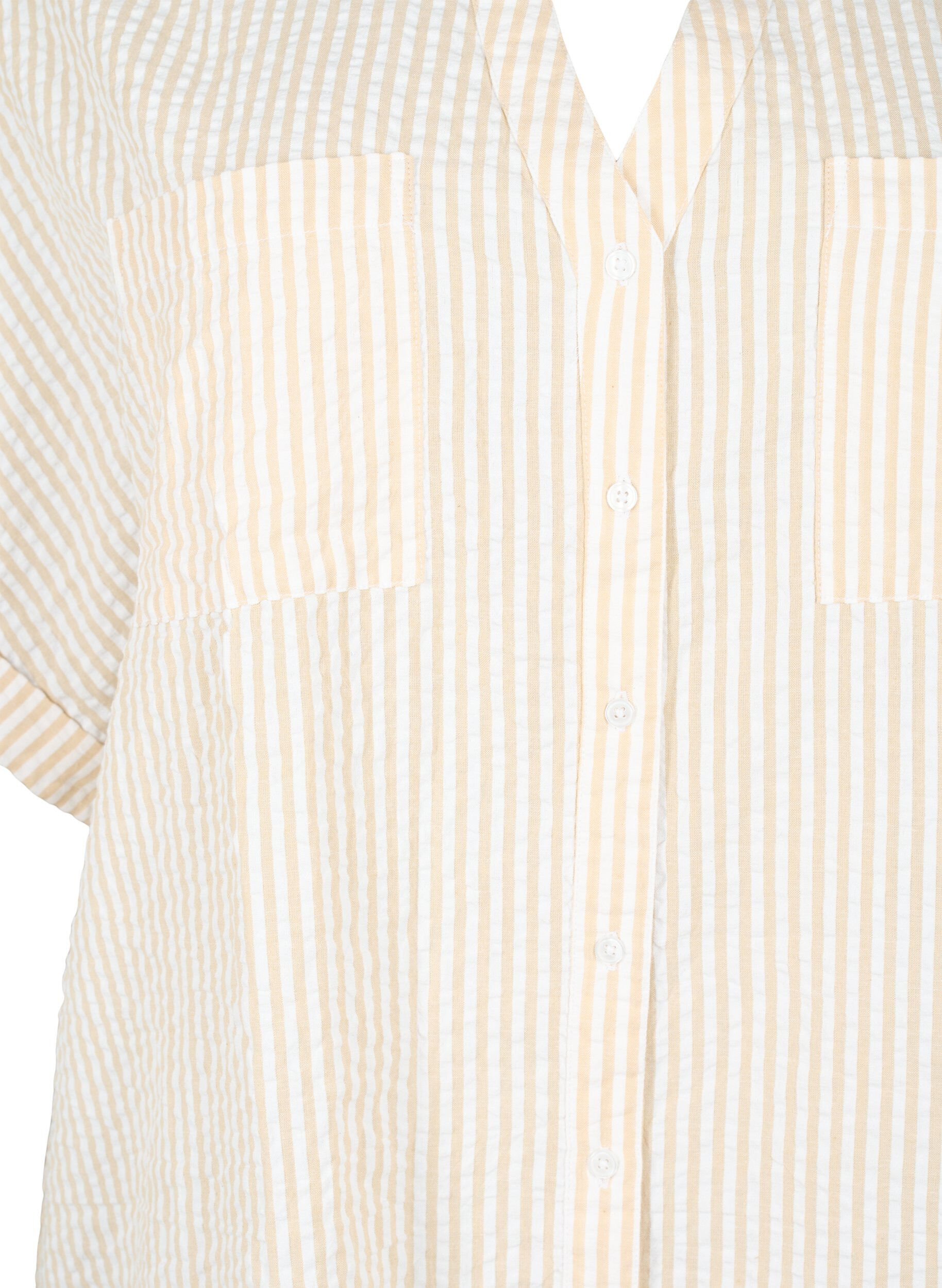 Zizzifashion Striped shirt with chest pockets, Natrual/S. Stripe, Packshot image number 2