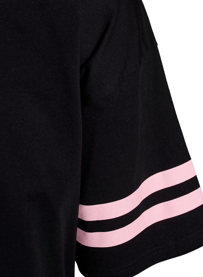 Sporty oversized college T-shirt, Black, Packshot image number 3