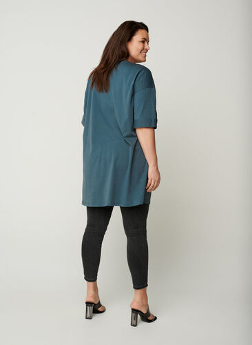 Short-sleeved cotton tunic, Dark Grey, Model image number 1