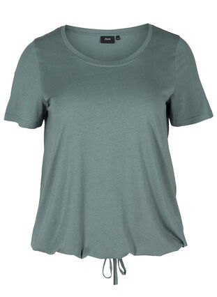 Short-sleeved t-shirt with adjustable bottom hem, Balsam Green, Packshot image number 0