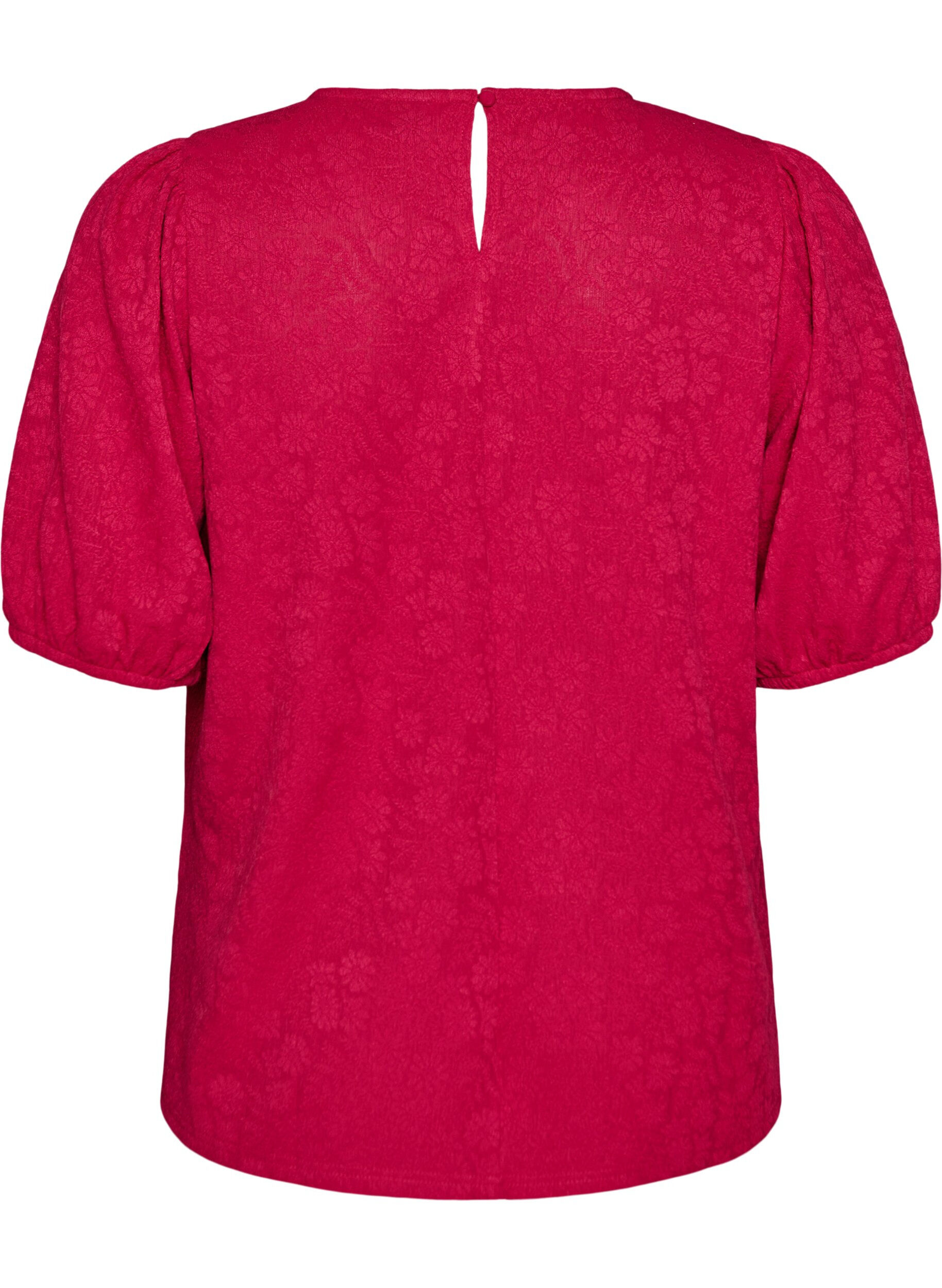 Zizzifashion Blouse with texture and short sleeves, Pink, Packshot image number 1