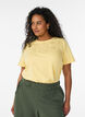 Organic cotton T-shirt with eyelet embroidery, Yellow, Model image number 0