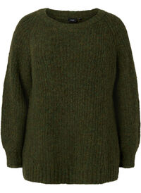 Knitted sweater with wool and raglan sleeves
