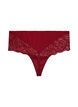 High-waisted hipster thong with lace, Red, Packshot image number 1