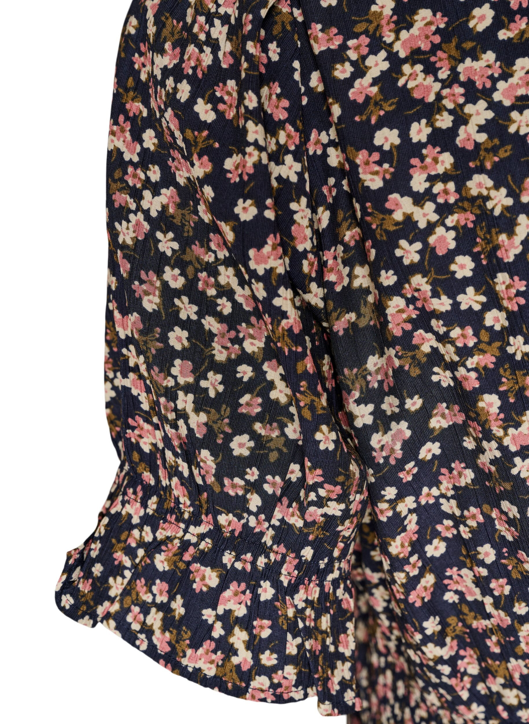 Zizzifashion Short viscose dress with ruffle details, Blue, Packshot image number 3