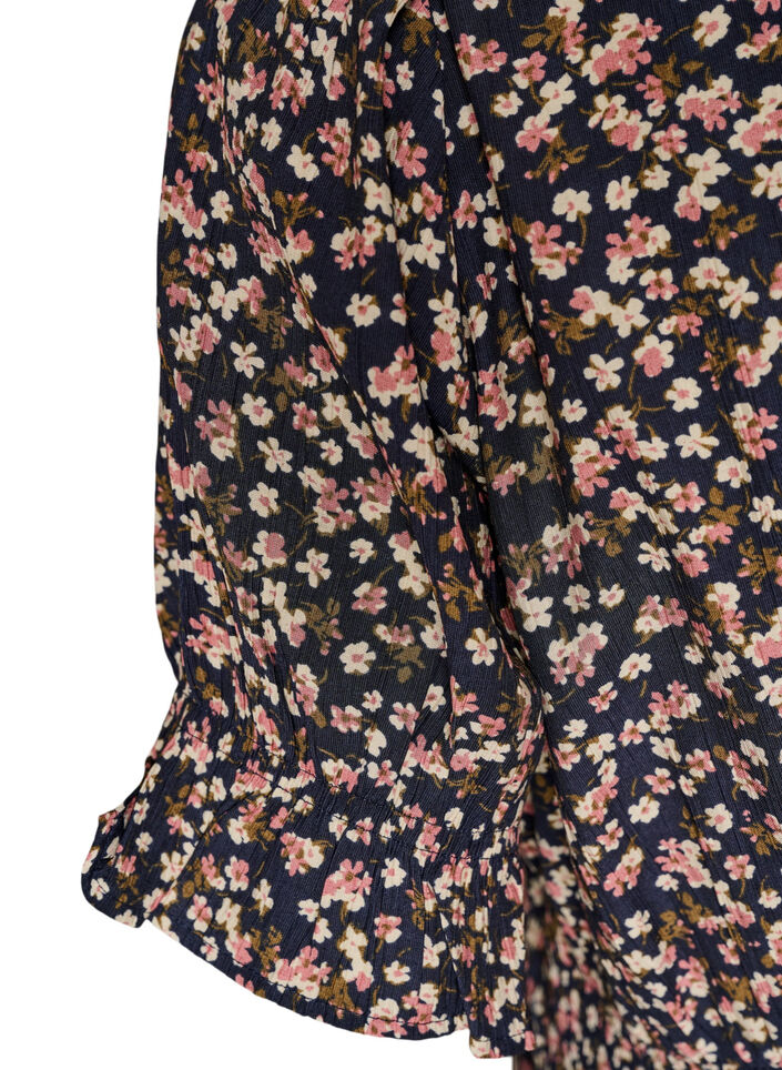 Short viscose dress with ruffle details, Blue, Packshot image number 3