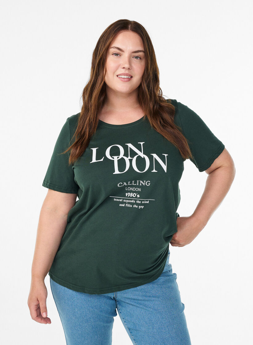 T-shirt with motif, Green, Model image number 0